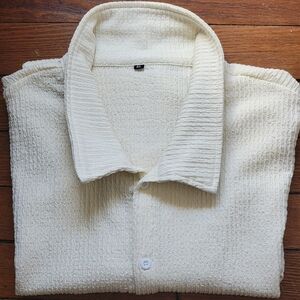 Men's H Short Sleeve Shirt Size XL Off White Basic Short Sleeve Casual